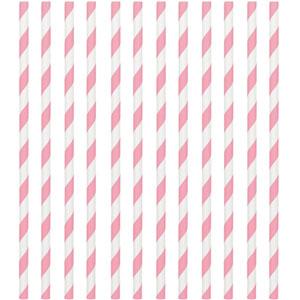 New Pink Paper Straws 24pcs Candy Buffet - Party Centre - Party Centre