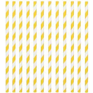 Yellow Paper Straws 24pcs Candy Buffet - Party Centre - Party Centre