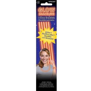 Orange Glow Bracelets 8in, 5pcs Party Accessories - Party Centre - Party Centre