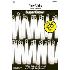 White Glow Sticks Mega Pack 4in, 25pcs Party Accessories - Party Centre - Party Centre