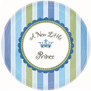 Little Prince Baby Shower Round Plates 7in, 8pcs Printed Tableware - Party Centre