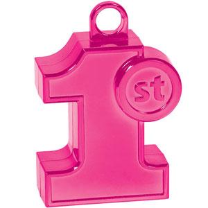 1st Birthday Pink Balloon Weight Balloons & Streamers - Party Centre