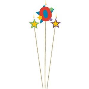 Number 0 Star Birthday Candle 3pcs Party Accessories - Party Centre - Party Centre
