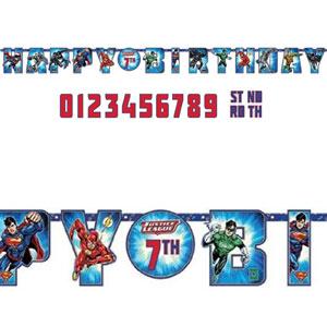 Justice League Add-An-Age Letter Banner Decorations - Party Centre - Party Centre