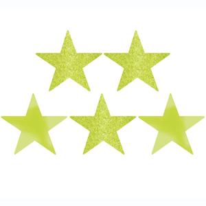 Kiwi Green Star Glitter and Foil Cutout 5in 5pcs Decorations - Party Centre - Party Centre