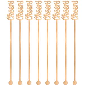 Rose Gold Cheers Drink Stirrers 7.50in, 12pcs Candy Buffet - Party Centre - Party Centre