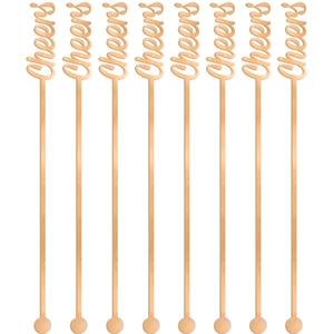 Rose Gold Cheers Drink Stirrers 7.50in, 12pcs Candy Buffet - Party Centre