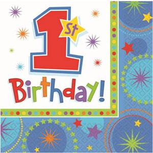 One-derful Birthday Beverage Tissues 16pcs Printed Tableware - Party Centre