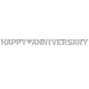 Silver Happy Anniversary Banner 7.75ft Decorations - Party Centre - Party Centre