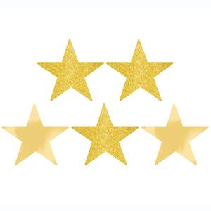 Gold Star Glitter and Foil Cutout 5in 5pcs Decorations - Party Centre - Party Centre